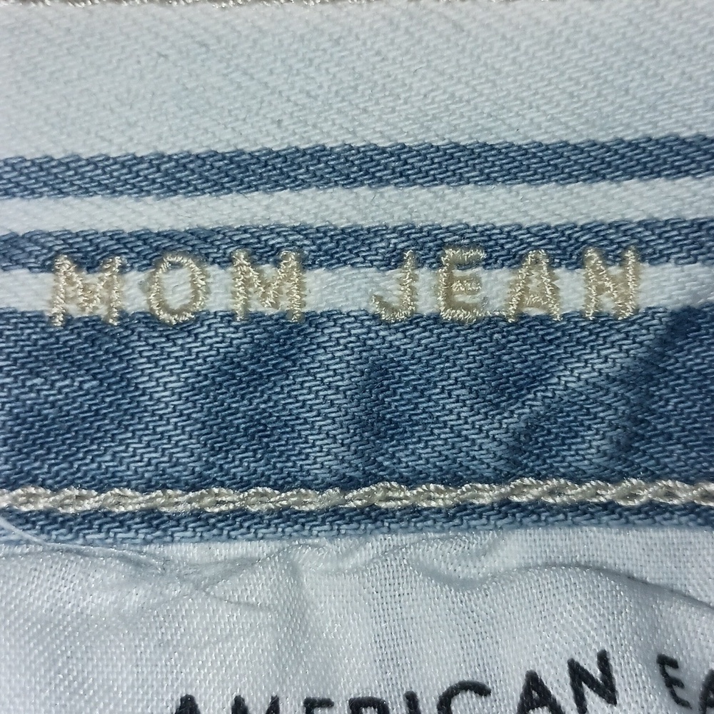 American Eagle Blue/White Striped Mom Jeans 00 Regular - Picture 4 of 8